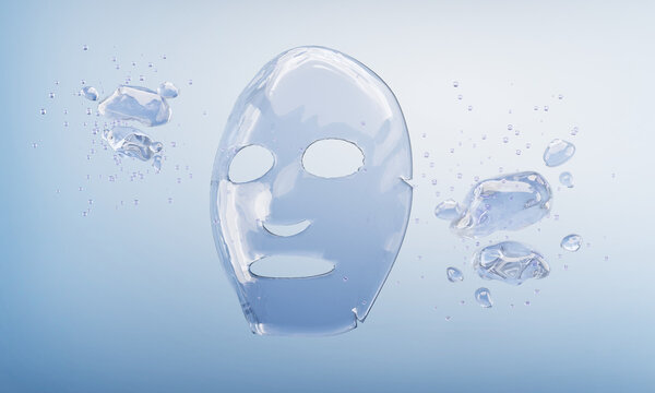 The face of the water is surrounded by underwater bubbles.Water mask for background cosmetics.-3d rendering.