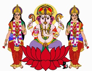Obraz premium A beautiful illustrations of indian gods and goddeses