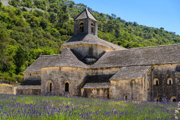 Fototapeta na wymiar Abbaye de Senanque et champs de lavandes, France