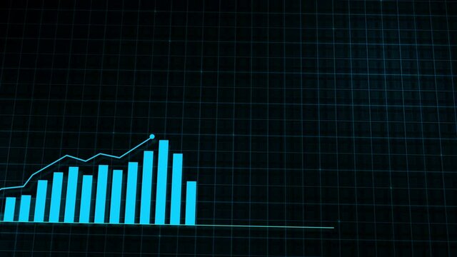 Growing line graph of a digital income growth chart made in a technological style on a high-tech grid background. Concept for presentations, advertising and showing profitability and statistics
