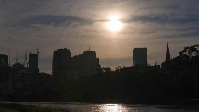 Melbourne City Time Lapse Sunset Evening Daytime 
