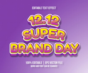 12 12 super brand day 3d editable text effect Vector