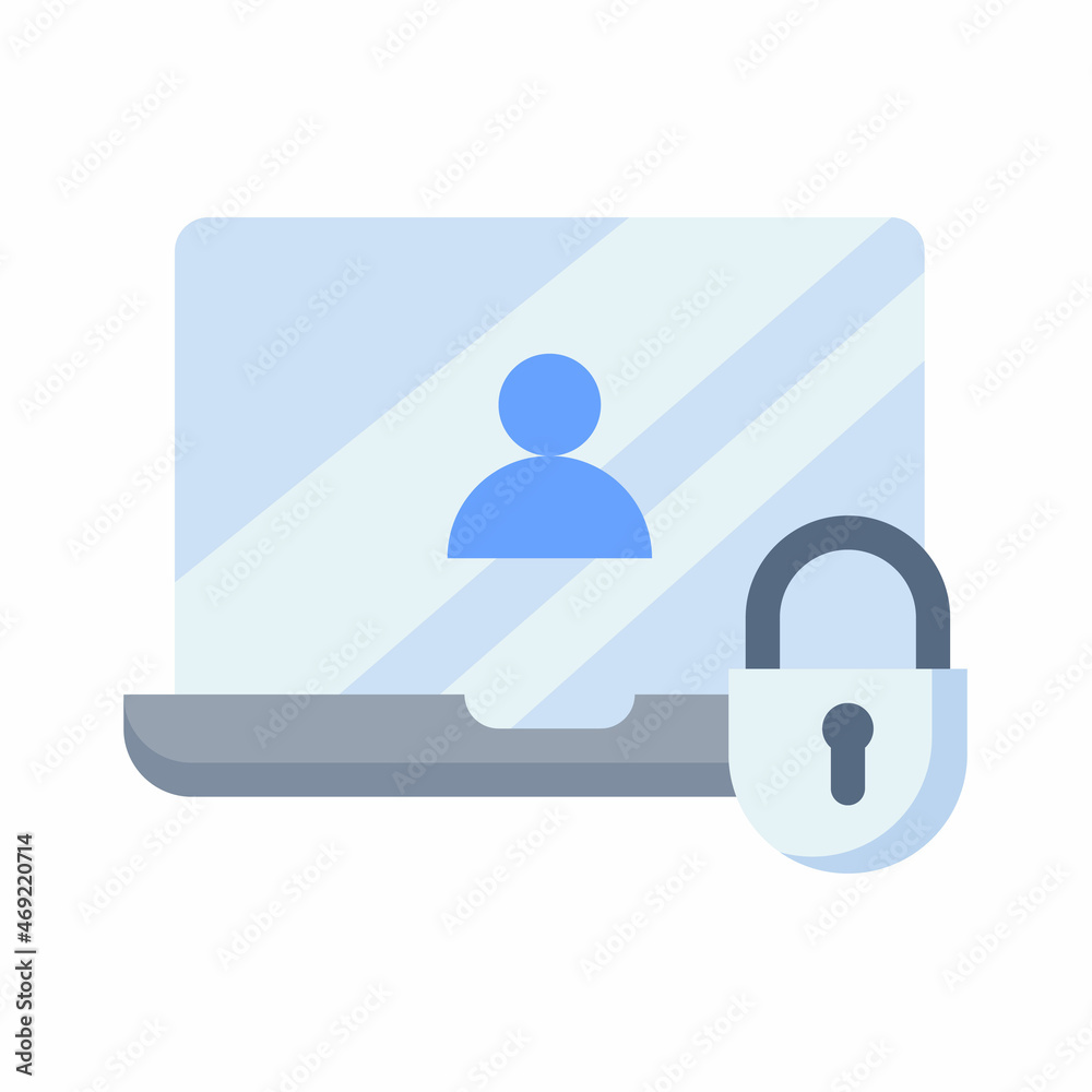 Wall mural laptop security user data protection single isolated icon with flat style