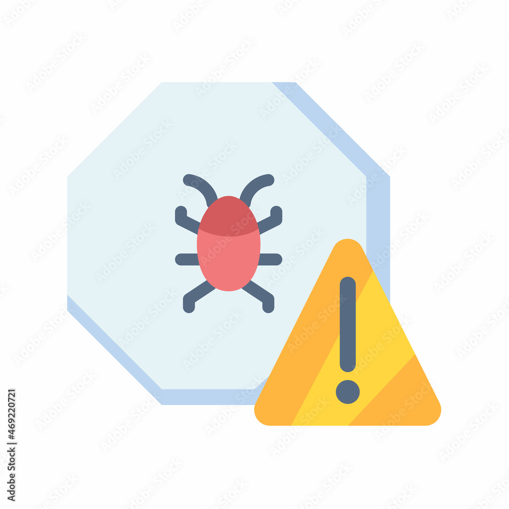 Wall mural warning sign bug alert danger single isolated icon with flat style