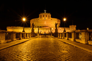 Naklejka na ściany i meble Castle Saint Ange by night, Roma, Italy