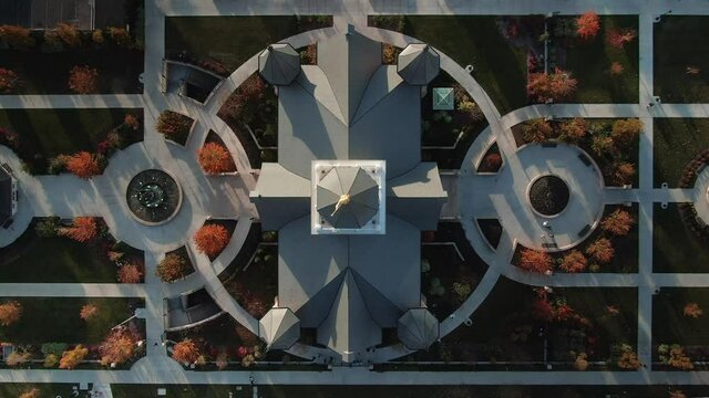 Aerial Directly Above Provo City Center LDS Mormon Temple Religious Building