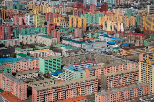 Pyongyang bird view of cityscape