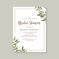 Bridal shower card with watercolor foliage