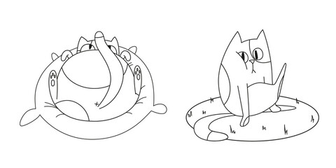 Coloring pictures with cute cartoon vector character  cats