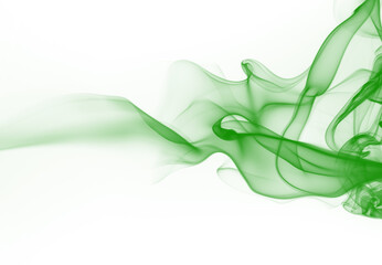 Green smoke motion abstract on white background for design
