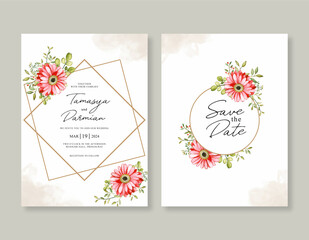 Floral watercolor for wedding card template