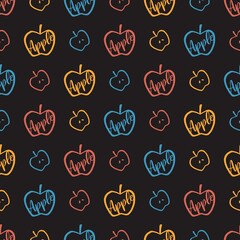 Abstract Apple Silhouette Vector Line Art Seamless Pattern