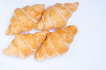 Croissant on a white background.French traditional bread.