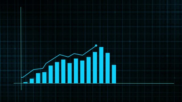Growing line graph of a digital income growth chart made in a technological style on a high-tech grid background. Concept for presentations, advertising and showing profitability and statistics
