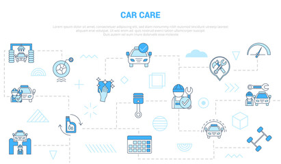 Fototapeta na wymiar car care concept with icon set template banner with modern blue color style
