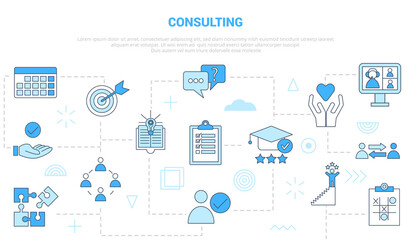 consulting concept with icon set template banner with modern blue color style