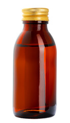 Brown plastic, glass bottle for cosmetics isolated on white