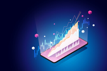 Business Charts Graphs Digital Marketing on mobile phone.