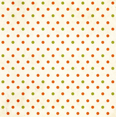 Square retro background in shabby chic style with old paper texture and dots pattern of green and red colors