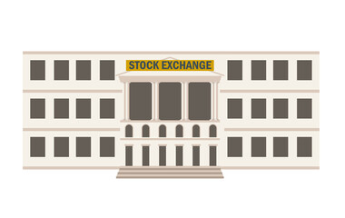 Simple building illustration, temple-like stock exchange, stock exchange illustration icon