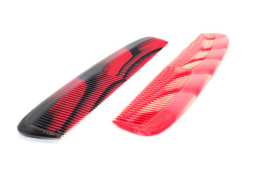 Hair comb isolated on white background with selective focus