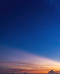 Obraz premium Beautiful view of sky with clouds at sunrise. Partly cloudy. Colorful sunset. Natural sky background texture, beautiful color.