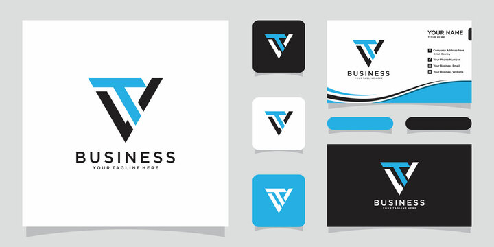 TV or VT Abstract initial monogram letter alphabet logo design