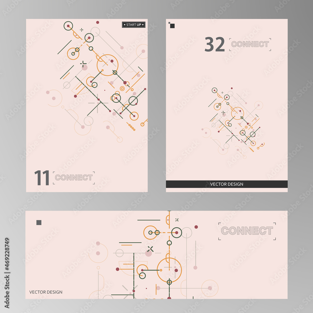 Aufkleber Vector geometric data design. Circles dots lines connecting in abstract pattern. Modern minimal style. Cover brochure concept