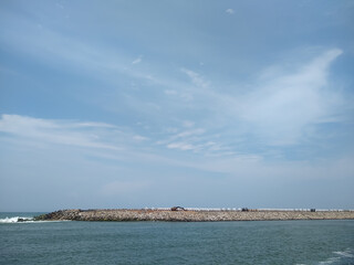 Fototapeta na wymiar Thengapattanam harbor and sea view point, Kanyakumari district Tamilnadu, seascape view