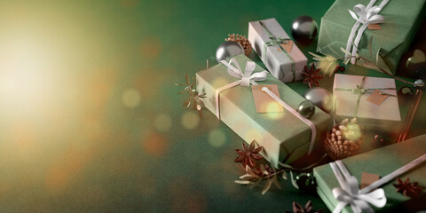Christmas background with christmas decoration - 3d rendering