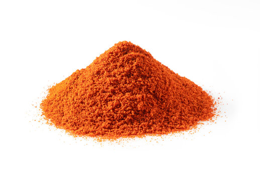 Red pepper powder on a white background