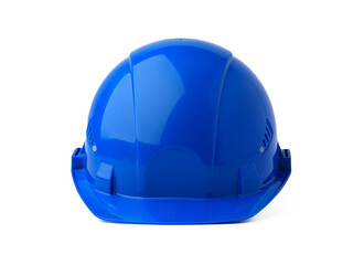 Blue plastic safety hardhat isolated on white background