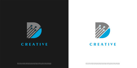 Letter D logo icon tech design template elements