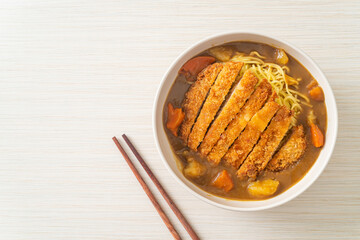curry ramen noodles with tonkatsu fried pork cutlet