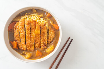 curry ramen noodles with tonkatsu fried pork cutlet