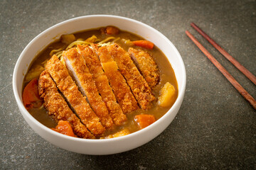 curry ramen noodles with tonkatsu fried pork cutlet