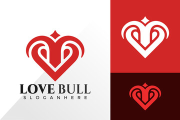 Bull Love Logo Design Vector Template