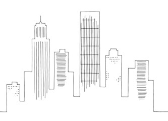 City graphic black white cityscape skyline sketch illustration vector 