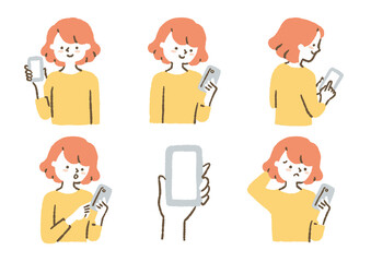 スマホを持っている人_セット_色