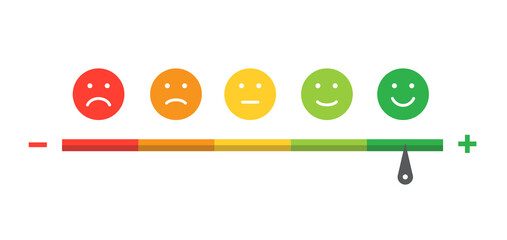 Customer satisfaction rating. Feedback emotion scale on white background. Concept of the evaluation. Vector illustration