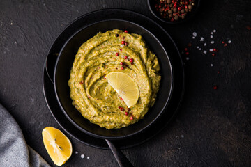 Fresh guacamole.  Home cooking. Healthly food.