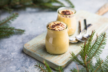 Milk pudding. Natillas, typical christmas dessert made of milk, eggs and sugar. Spain