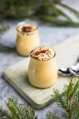 Milk pudding. Natillas, typical christmas dessert made of milk, eggs and sugar. Spain