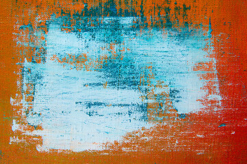 creative background, a spot of  colored primer rubbed on the surface of a linen canvas, temporary object, close, toning 