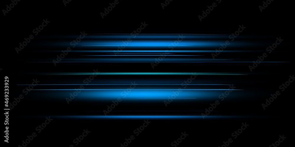 Wall mural Abstract blue light trails in the dark, motion blur effect