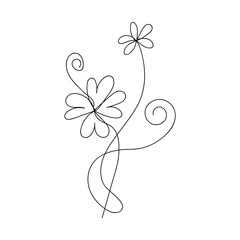 Beauty four-leaf clover with flower drawn by one line. Floral sketch. Continuous line drawing oxalis. Minimalist art. Simple vector illustration.