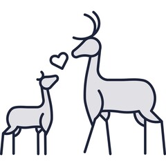 Deer family vector outline icon isolated on white