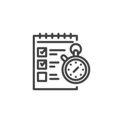 Checklist and stopwatch line icon