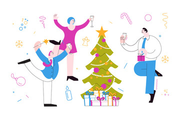 Obraz na płótnie Canvas Horizontal banner template of Christmas office party