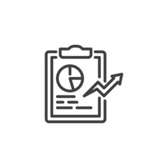 Clipboard with pie chart line icon